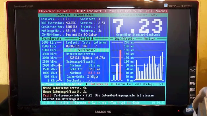 CDBench testet Teac CD-Writer CD-W54E unter DOS